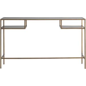 Rothbury Sleek Metal Frame Slender Desk with Smoked Glass Top in Silver or Bronze
