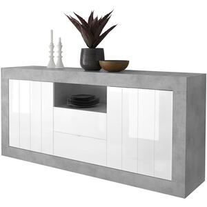 Como Two Door Two Drawer Sideboard - Grey and White Gloss Finish