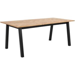 Bright Oak Herringbone Extending Rectangular Dining Table Black Legs by Icona Furniture