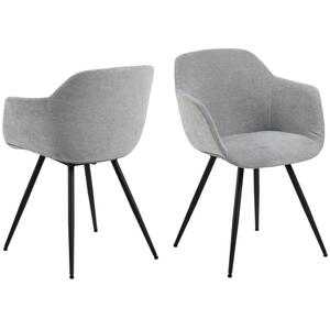 Noell Grey Fabric Carver Chair with Black Legs by Icona Furniture