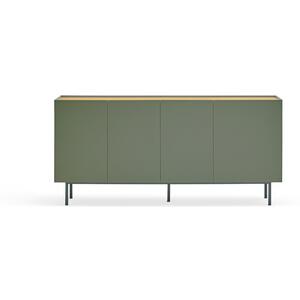 Arista Four Door Sideboard with three internal drawers - Green and Light Oak Finish