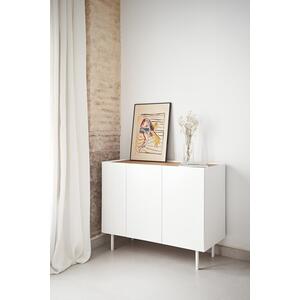 Arista Three Door Sideboard with three internal drawers - Matt White and Light Oak Finish by Andrew Piggott Contemporary Furniture