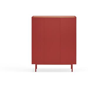 Arista Three Door Highboard - Bordeaux Red and Light Oak Finish by Andrew Piggott Contemporary Furniture