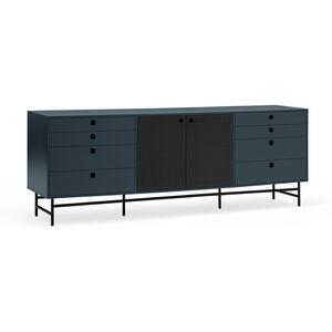 Punto Two Door Eight Drawer Sideboard - Dark Blue and Matt Black by Andrew Piggott Contemporary Furniture