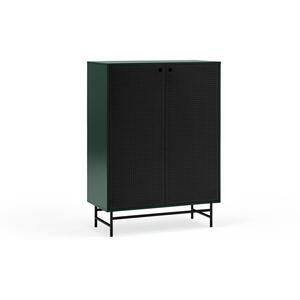Punto Two Door Four Internal Drawer High Sideboard - Dark Green and Matt Black by Andrew Piggott Contemporary Furniture