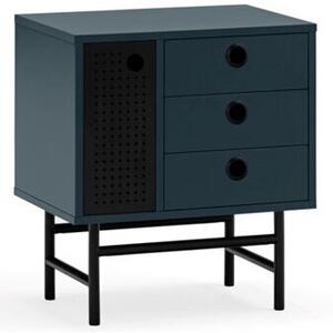 Punto Three Drawer One Door Night Table ( Pair ) - Dark Blue and Matt Black  by Andrew Piggott Contemporary Furniture