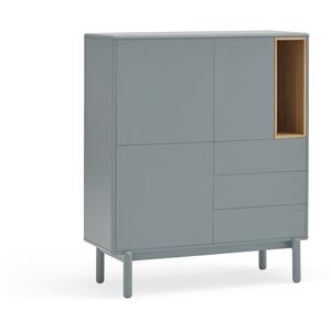 Corvo Three Door Three Drawer Cabinet - Grey and Light Oak Finish