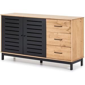 Andrea Two Door / Three Drawer Sideboard - Waxed Pine and Matt Black Finish by Andrew Piggott Contemporary Furniture