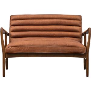 Datsun Mid-Century Vintage Leather and Oak 2 Seater Sofa in Brown or Ebony Leather