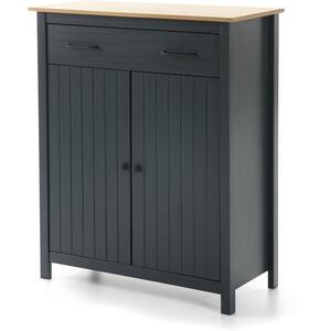Miranda Painted Wood Occasional Storage Cabinet - Matt Blue / Waxed Pine by Andrew Piggott Contemporary Furniture