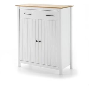 Miranda Painted Wood Occasional Storage Cabinet - Matt White / Waxed Pine by Andrew Piggott Contemporary Furniture