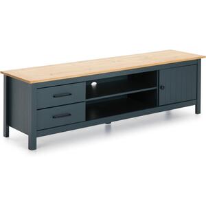 Miranda Painted Wood TV Cabinet - Matt Blue / Waxed Pine by Andrew Piggott Contemporary Furniture