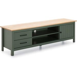 Miranda Painted Wood TV Cabinet - Matt Green / Waxed Pine by Andrew Piggott Contemporary Furniture
