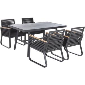 4 Seater Metal Garden Dining Set Black CANETTO by Beliani