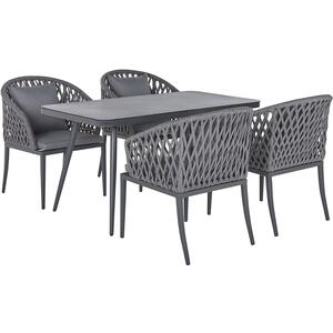 Lipari 4 Seater Dark Grey Metal Garden Dining Set - Table & 4 x Chairs