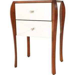 Camila Art Deco Mirrored & Stained Wood Side Table 2 Drawers