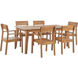 Fornelli 6 Seater Acacia Wood Garden Dining Set of Table & 6 x Chairs