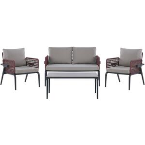 SCIACCA 4 Seater Aluminium Grey Garden Sofa Set with 2 Chairs and Table
