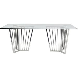 Binton Stainless Steel & Clear Glass Dining Table 200cm