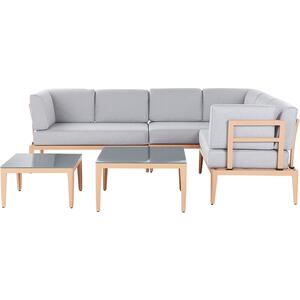 6 Seater Modular Garden Corner Sofa Set Grey RIMA III by Beliani
