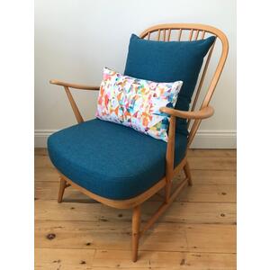 Ercol Original Blue Label 335 Chair with Teal wool cushions