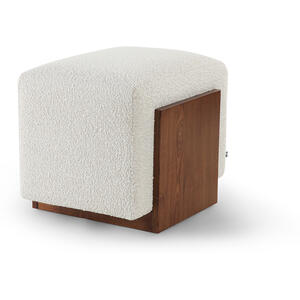 Warwick Retro Cube Stool in Ivory Sand Boucle and Wood