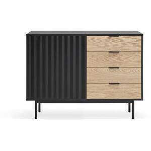 Sierra One Door Four Drawer Sideboard - Matt Black and Light Oak Finish by Andrew Piggott Contemporary Furniture