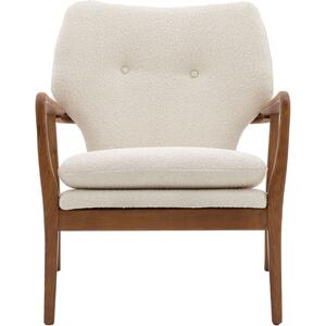 Jensen Vintage Mid-Century Armchair with Wooden Ash Frame in Linen or Brown Leather