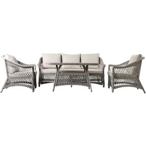 Menton Outdoor Country Furniture Set with Sofa, 2 Chairs & Table