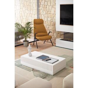 Doric  Coffee Table with Two Drawers - White Lacquered Finish 