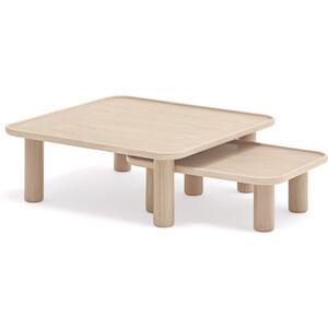 Duo Nest of Square Tables - White Wash Wood Finish by Andrew Piggott Contemporary Furniture