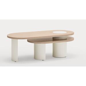 Nori Nesting Coffee Table - White Wash Wood and Cream Finish by Andrew Piggott Contemporary Furniture