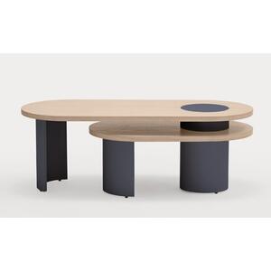 Nori Nesting Coffee Table - White Wash Wood and Navy Blue Finish by Andrew Piggott Contemporary Furniture