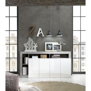 Florence Sideboard Four Doors - White Gloss and Grey Finish