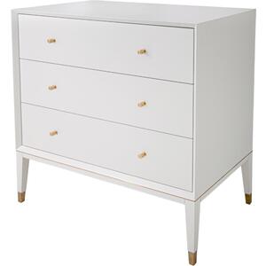 Bayeux White 3 Drawer Chest with Brass Accents
