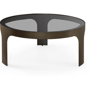 Arch Antique Bronze & Smoked Glass Round Coffee Table