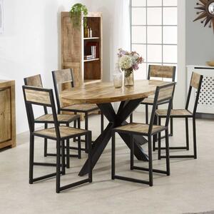 Surrey Solid Mango Wood & Metal Oval Dining Table 6-8 Seater 