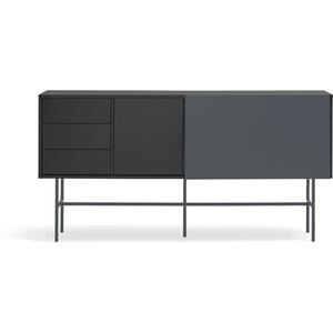 Nube Sideboard One Door/One Sliding Door /Three Drawers 180 cm - Black and Anthracite Grey Finish 
