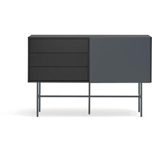Nube Sideboard One Door/One Sliding Door /Three Drawers 140 cm - Black and Anthracite Grey Finish