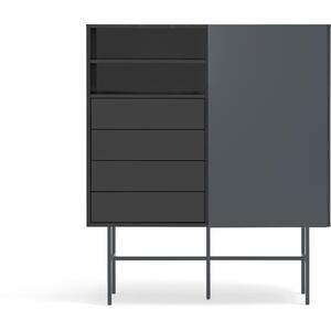 Nube Storage Cabinet One Sliding Door /Four Drawers/Two Shelves - Black and Anthracite Grey Finish