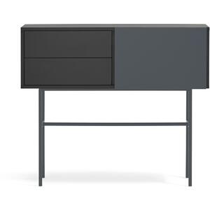 Nube Console Table Two Door/ One Sliding Door  - Black and Anthracite Grey Finish