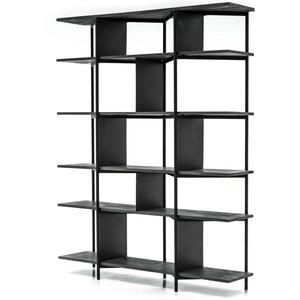 Bronks Black Acacia Wood Modern Bookcase / Shelving Unit