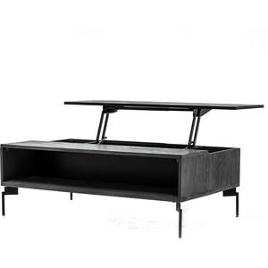 Bronks Black Acacia Wood Modern Coffee Table with Motion Top Mechanism