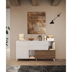 Moritz Small Sideboard - Gloss White and Walnut Finish  by Andrew Piggott Contemporary Furniture
