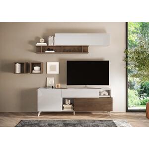 Moritz Small TV Unit - Gloss White and Walnut Finish  by Andrew Piggott Contemporary Furniture