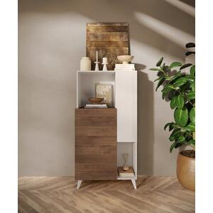 Moritz High Sideboard - Gloss White and Walnut  Finish by Andrew Piggott Contemporary Furniture