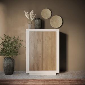 Luna Two  Door High Sideboard - Cashmere and Mercure Oak Finish