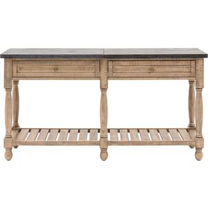 Vancouver American Pine 2 Drawer Console Dark Grey Marble Top