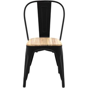 Ponza Outdoor Urban Dining Chair in Wood and Black Metal Legs