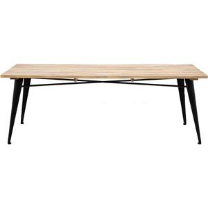 Ponza Outdoor Urban Rectangular Dining Table in Wood and Black Metal Legs